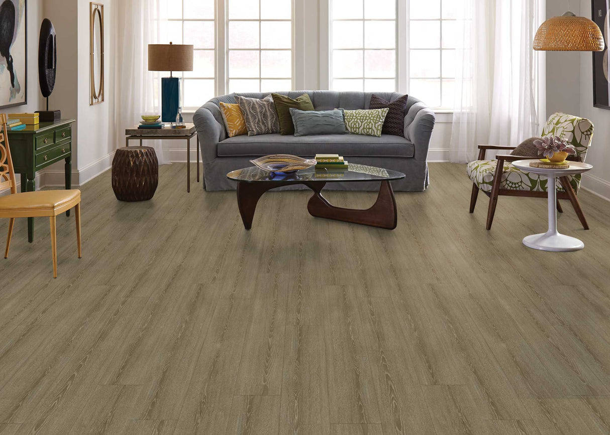 8mm w/pad Bayside Cottage Oak Waterproof Rigid Vinyl Plank Flooring 8.86 in. Wide x 60 in. Long