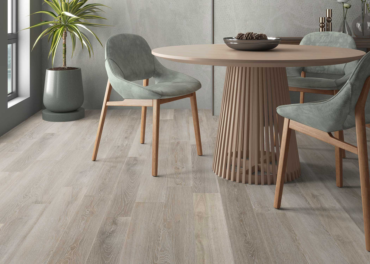 8mm w/pad Swedish Cottage Oak Water-Resistant Hybrid Resilient Flooring 6.97 in. Wide x 50.79 in. Long