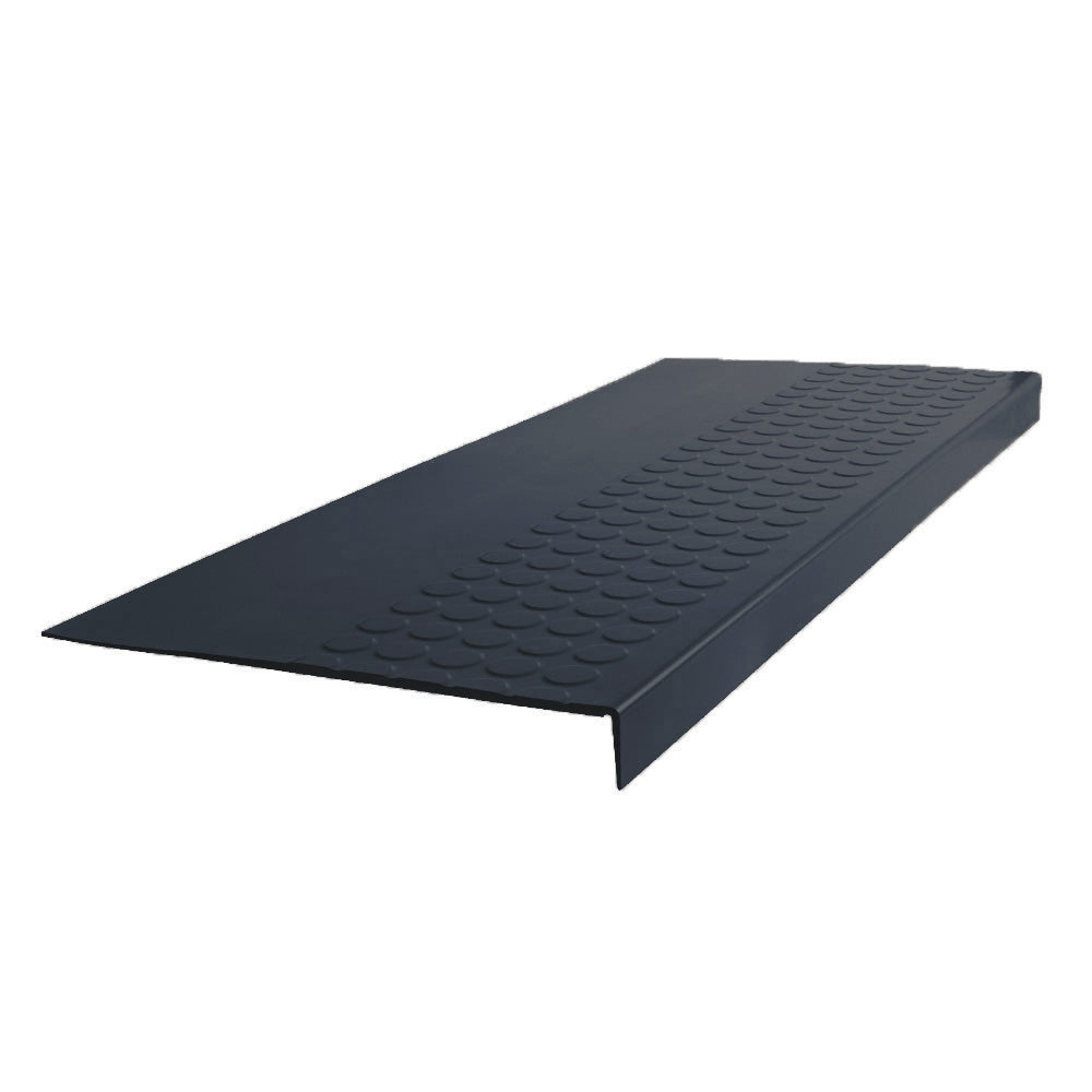 Rubber Raised Circular Stair Tread Square Nose 12.63" x 48" Black