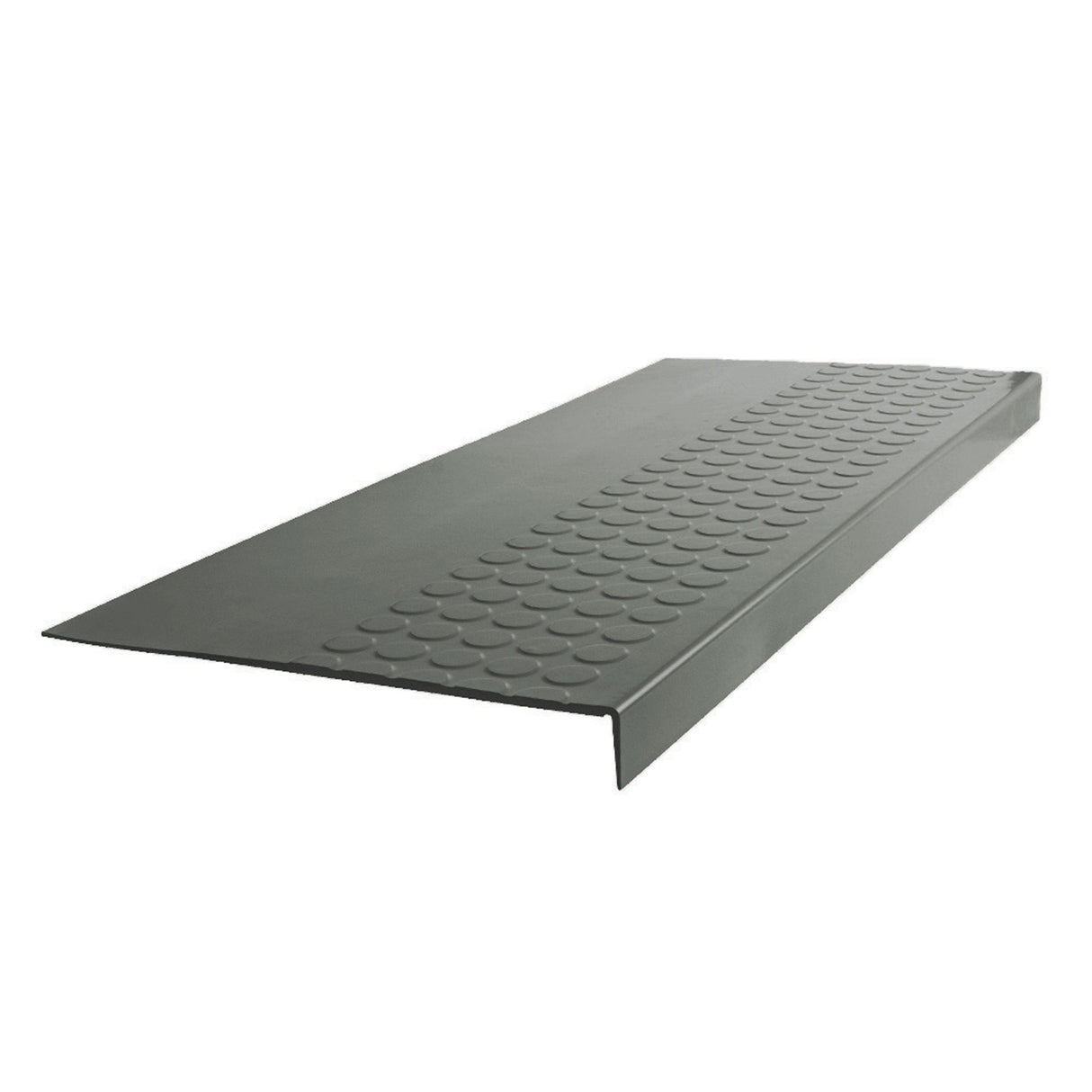 Rubber Raised Circular Stair Tread Square Nose 12.63" x 48" Charcoal