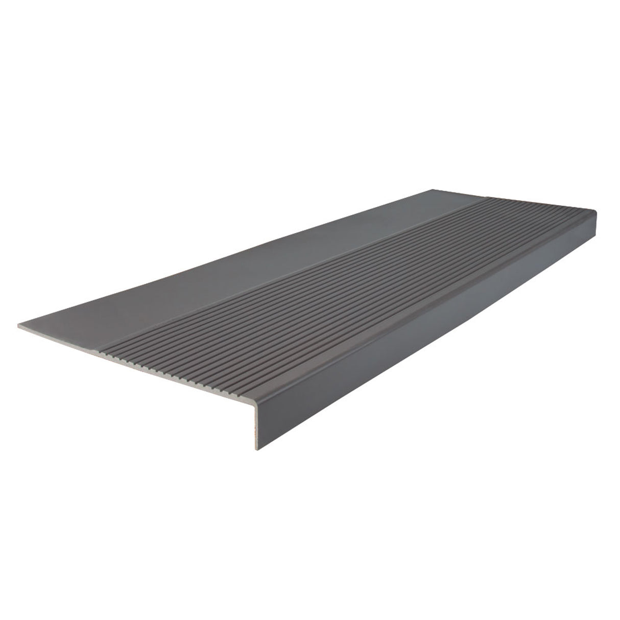Rubber Light Duty Rib Design Stair Tread Square Nose 12.63" x 48" Charcoal