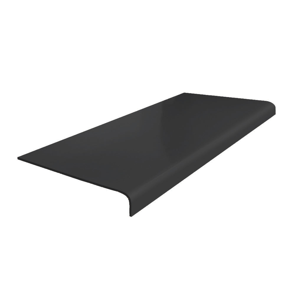 Rubber Light Duty Smooth Stair Tread Round Nose 12.63" x 48" Black
