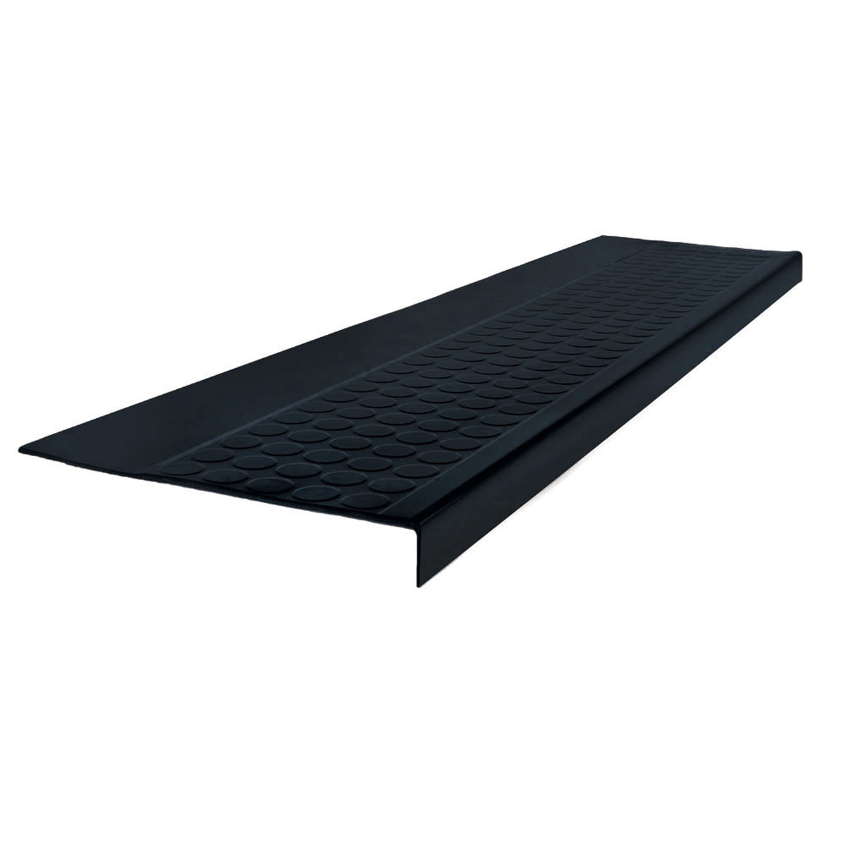 Rubber Low Profile Raised Circular Stair Tread Square Nose 12.25"x 48" Black