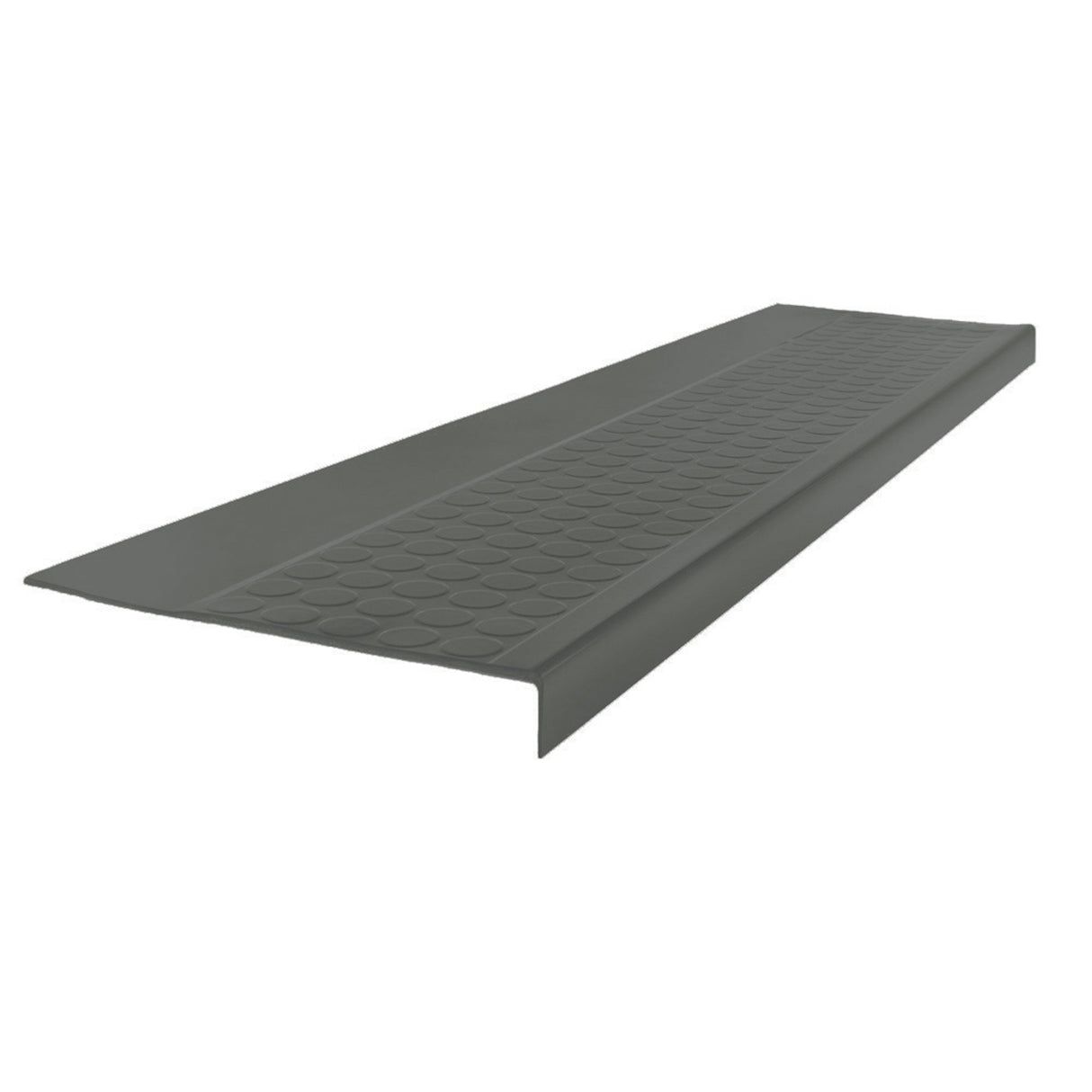 Rubber Low Profile Raised Circular Stair Tread Square Nose 12.25"x 48" Charcoal