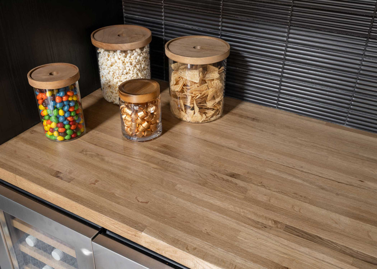 Unf. Signature White Oak 8 ft. L x 25 in. W x 1-1/2 in. Thick Solid Butcher Block Countertop