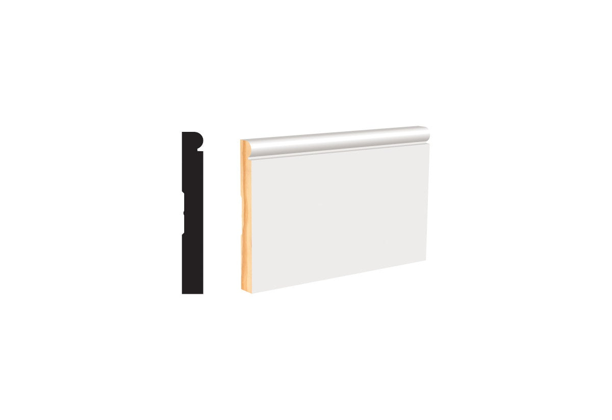 WM750 PFJ 9/16 in. Thick x 4-1/4 in. Tall x 8 ft. Length WM750 White Baseboard