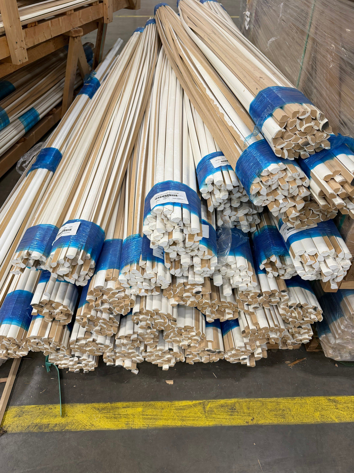 WM106 11/16 in. Thick x 11/16 in. Tall x 8 ft. Length MDF Painted White Quarter Round - As-Is - Stack Out - 960 Ln. Ft.