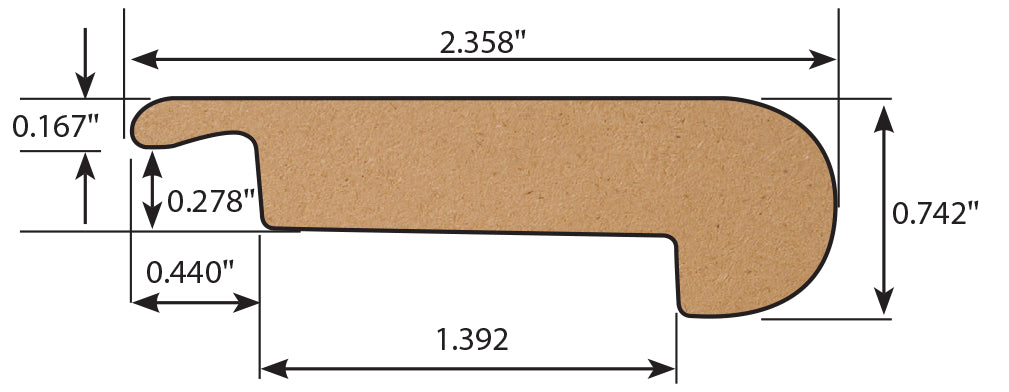 Parlor Oak Laminate 3.0 in wide x 7.5 ft length Flush Stair Nose