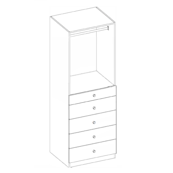 30 in. Wide x 24 in. Deep x 84 in. Tall - Walnut 5 Drawer Closet