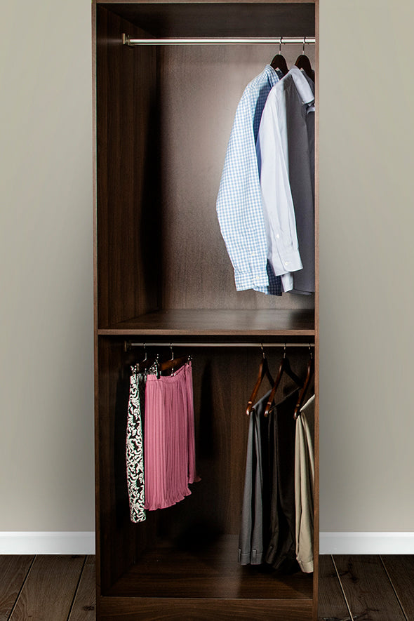 30 in. Wide x 24 in. Deep x 84 in. Tall - Walnut Dual Hanging Closet
