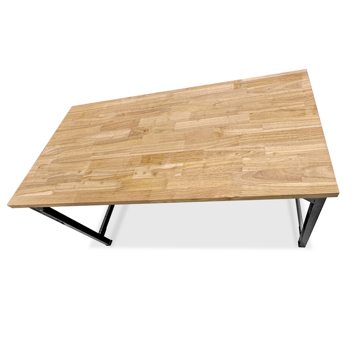 Hevea Unfinished Solid Wood Desktop with Black Metal Frame Legs Combo