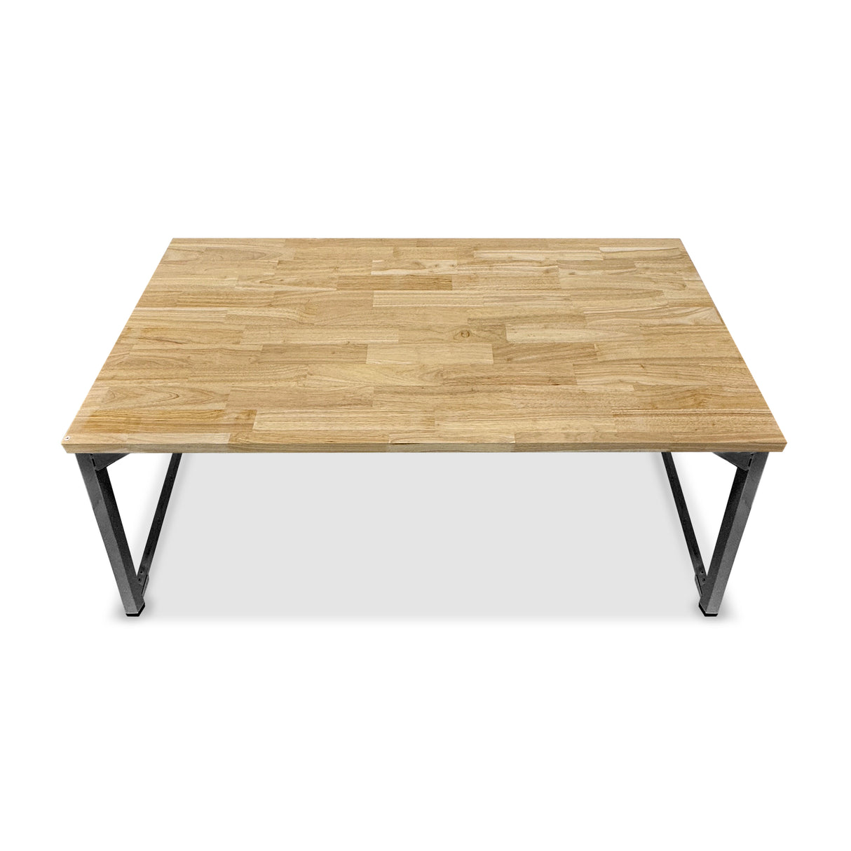 Hevea Unfinished Solid Wood Desktop with Black Metal Frame Legs Combo