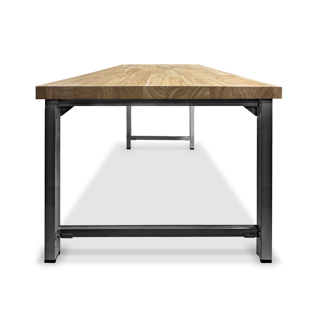 Hevea Unfinished Solid Wood Desktop with Black Metal Frame Legs Combo