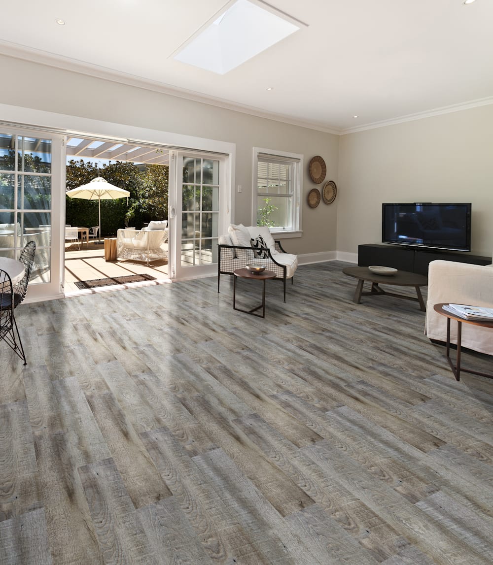 8mm w/pad Crystal Cove Grey Waterproof WPC Vinyl Plank Flooring 6 in. Wide x 48 in. Long