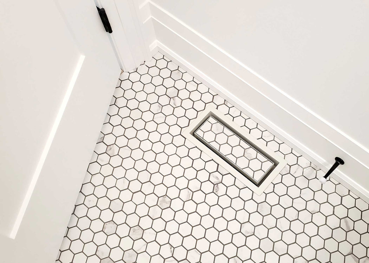 Luxe - Framed Steel Floor Vent White 4x10"