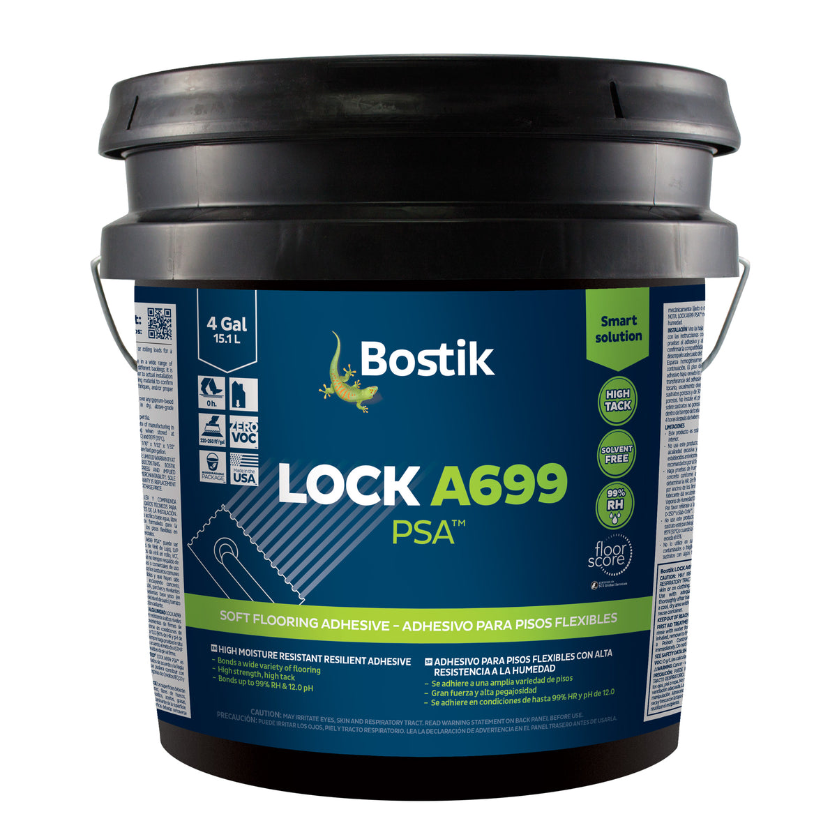 4 Gallon Lock A699 PSA High-Moisture Resistant Resilient Adhesive