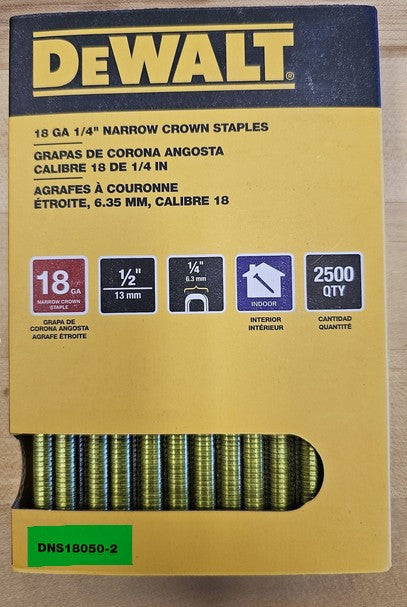 18G 1/4" Crown 1/2" 2500ct Staples