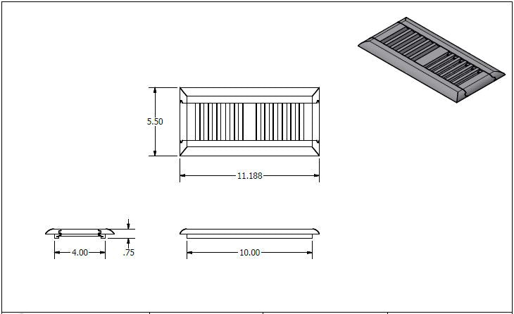 4" x 10" Red Oak Drop In Grill