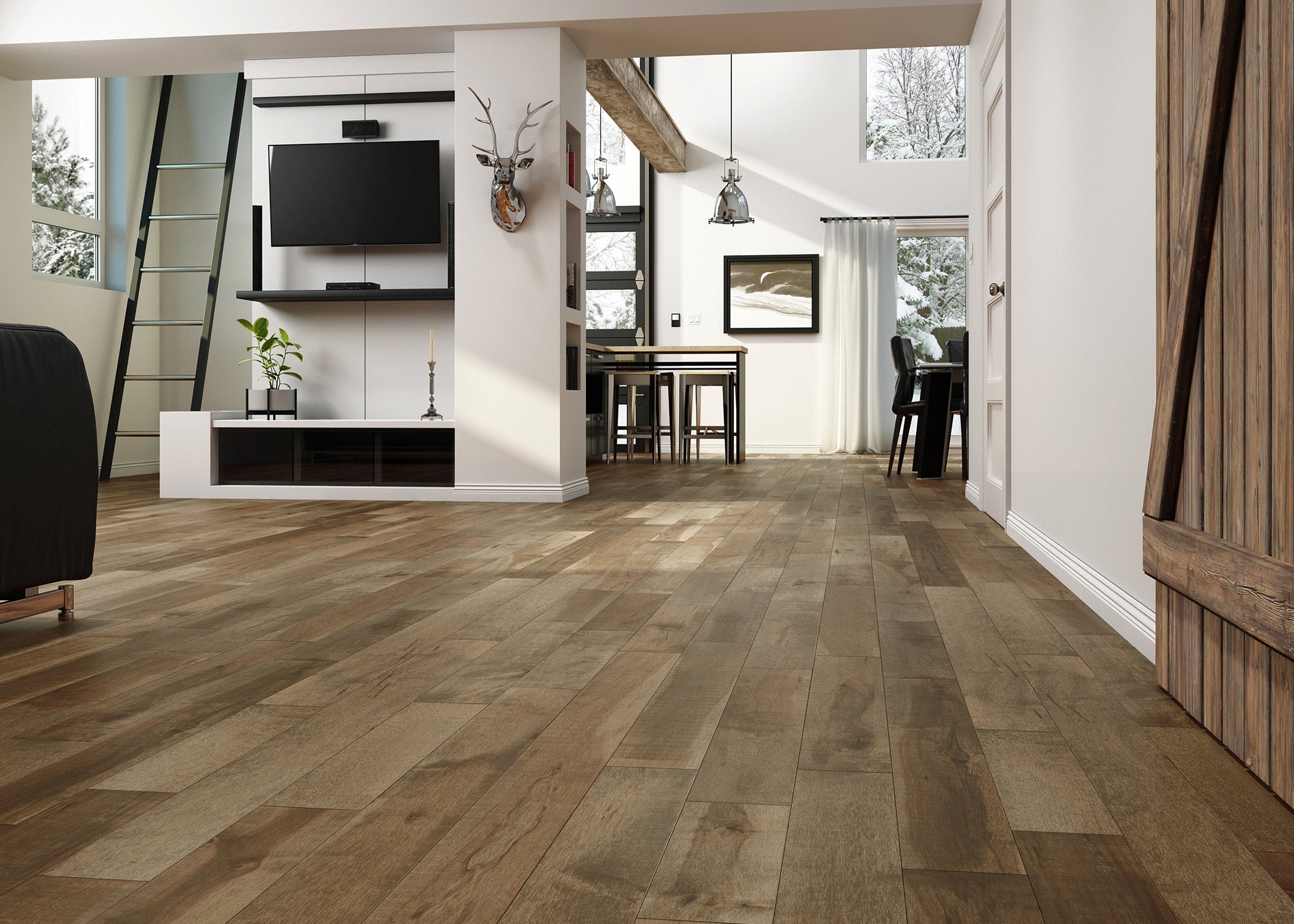 8mm w/pad Fox Hill Oak Water-Resistant Hybrid Resilient Flooring