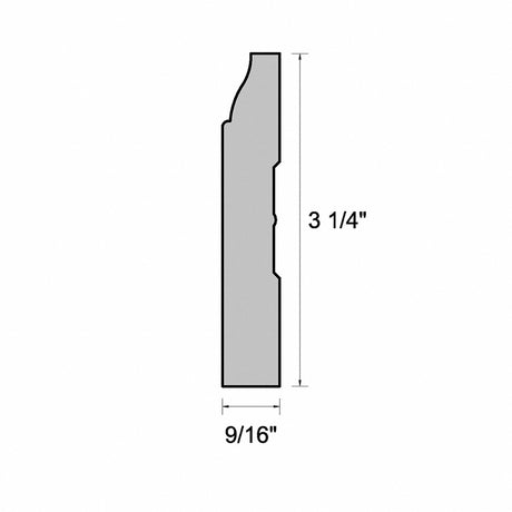 Unfinished Red Oak 3-1/4 in. Tall x 9/16 in. Thick x 8 ft. Length Baseboard