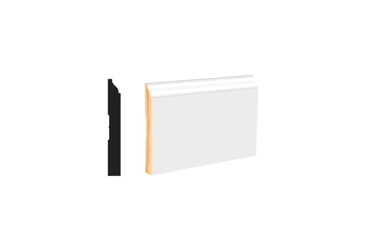 WM620 9/16 in. Thick x 4-1/4 in. Tall x 8 ft. Length White Baseboard ...
