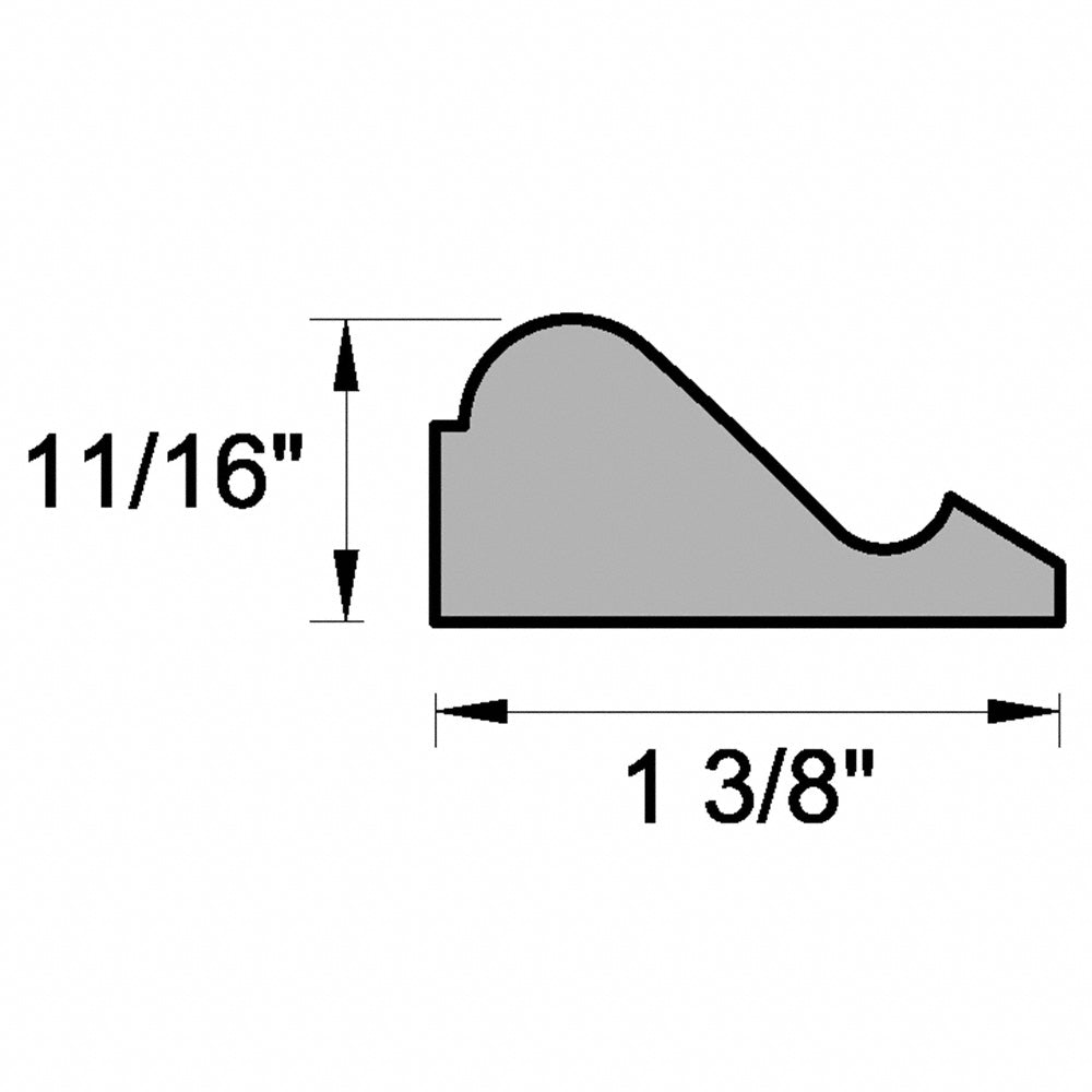 WM163 PFJ 11/16 in. Thick x 1-3/8 in. Tall x 8 ft. Length White Base Cap