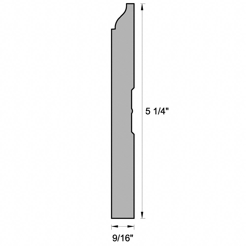 WM618 9/16 in. Thick x 5-1/4 in. Tall x 8 ft. Length Primed White Base ...