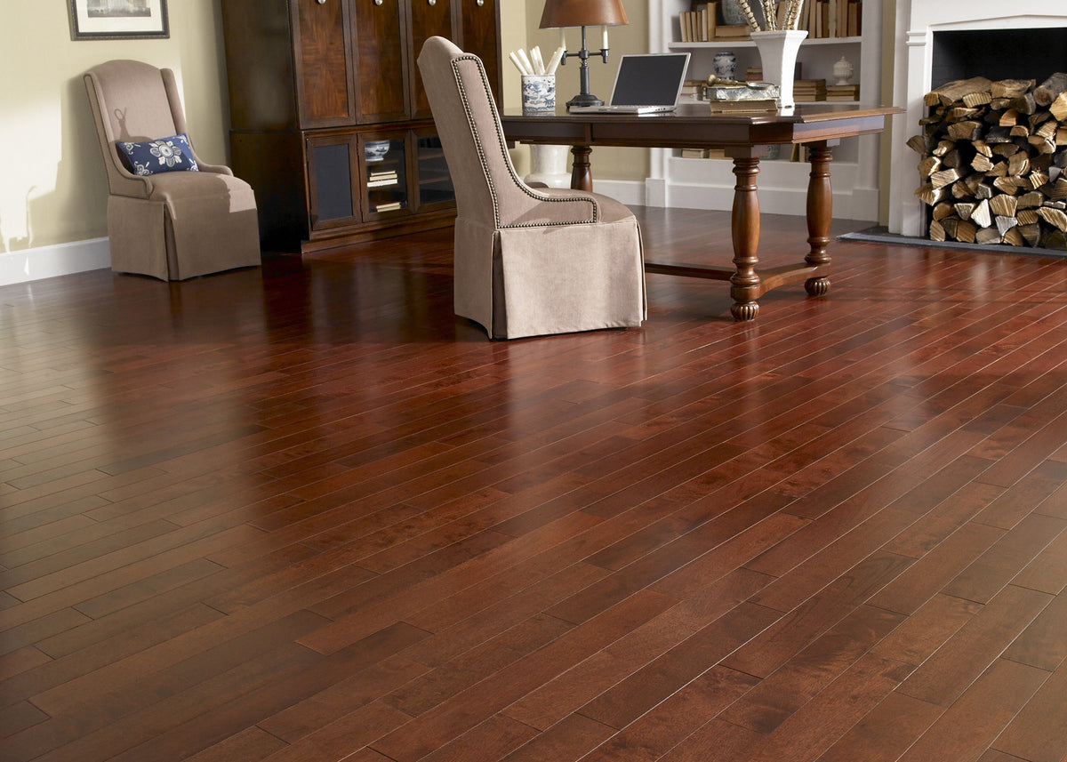 3/4 in. Moroccan Cherry Hevea Prefinished Solid Hardwood Flooring 3.5 in. Wide