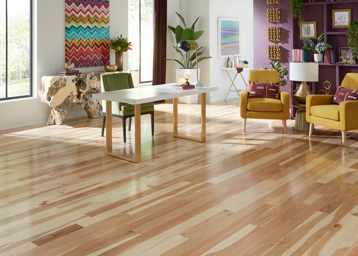 3/4 in. Natural Hickory Prefinished Solid Hardwood Flooring 4 in. Wide