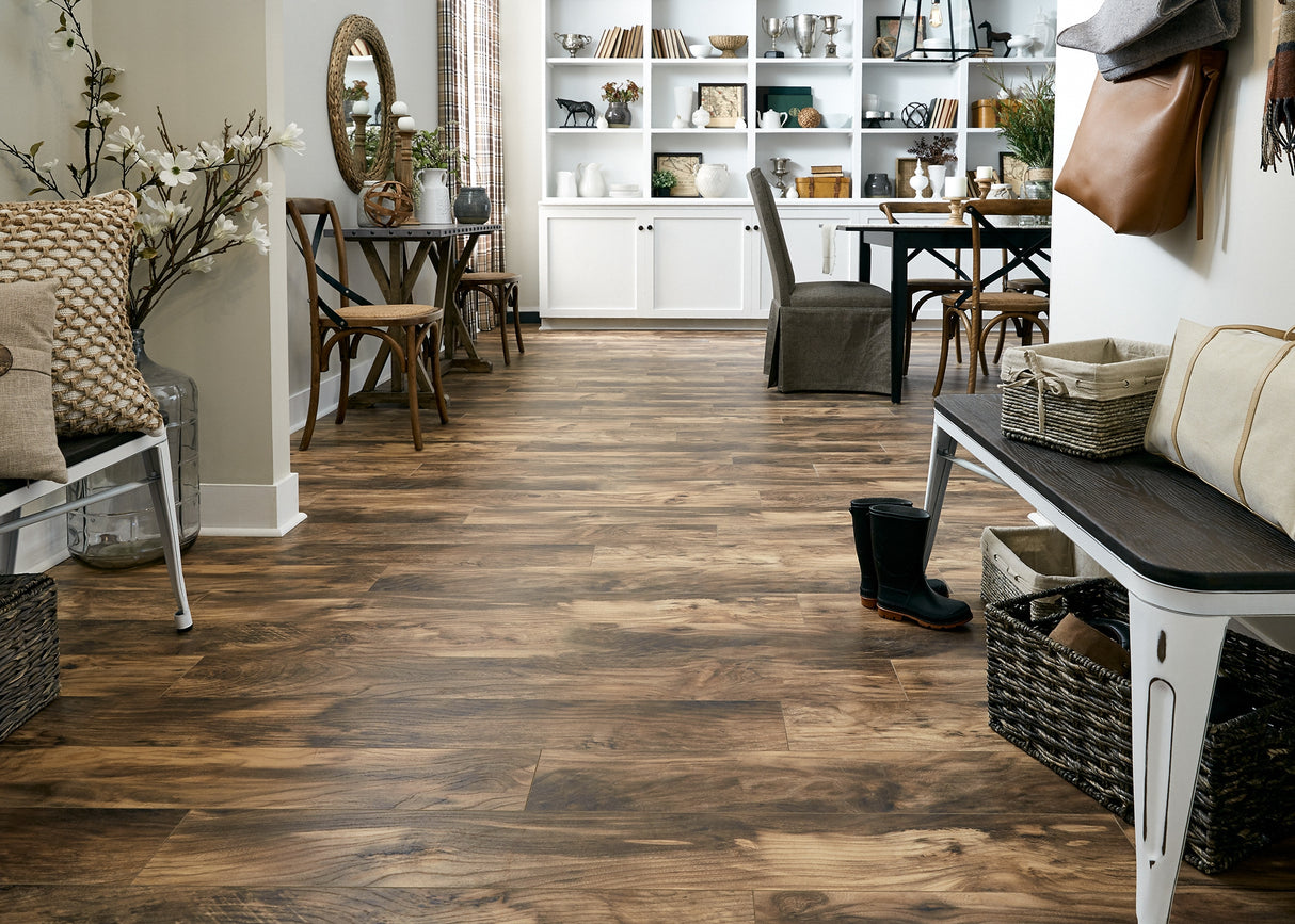 12mm American Hackberry w/ pad Water-Resistant Laminate Flooring 6.06 in. Wide x 50.6 in. Length