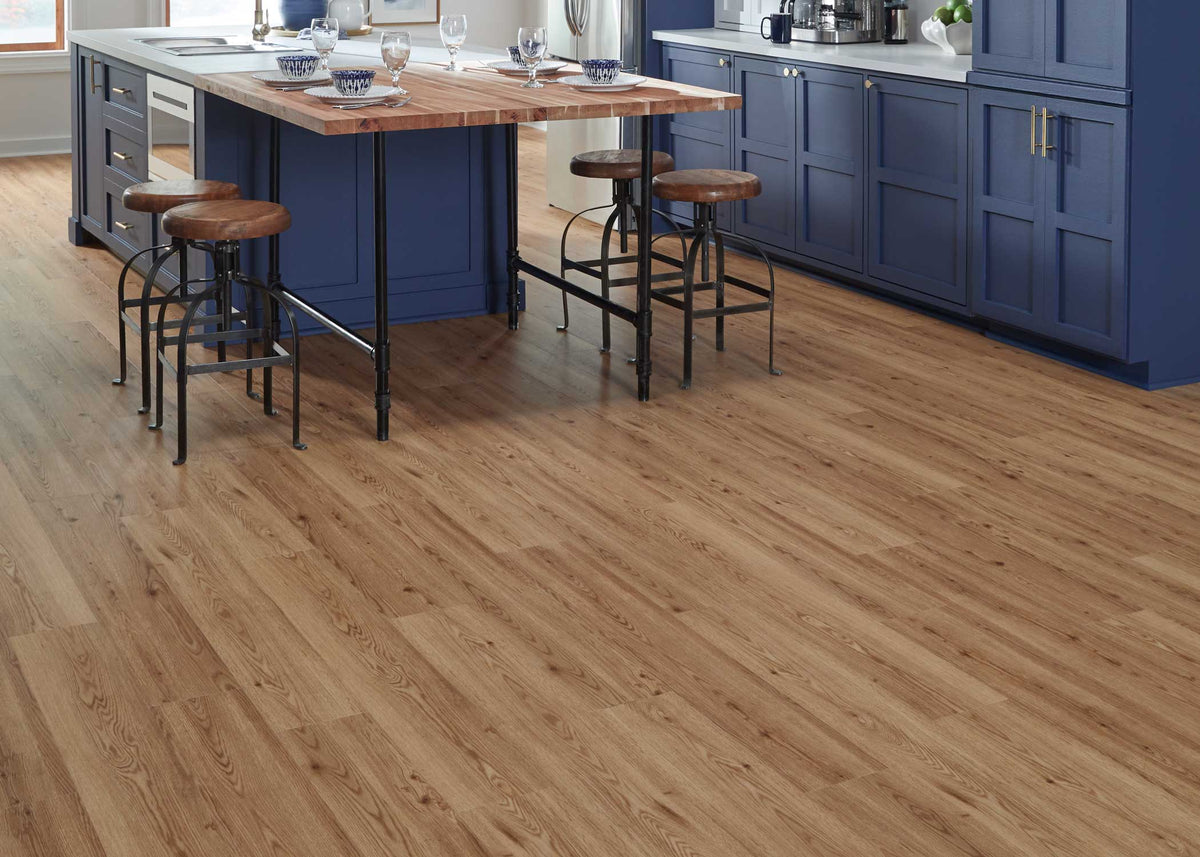 7mm w/pad Honey Mead Oak Waterproof Rigid Vinyl Plank Flooring 7.17 in. Wide x 48.03 in. Long