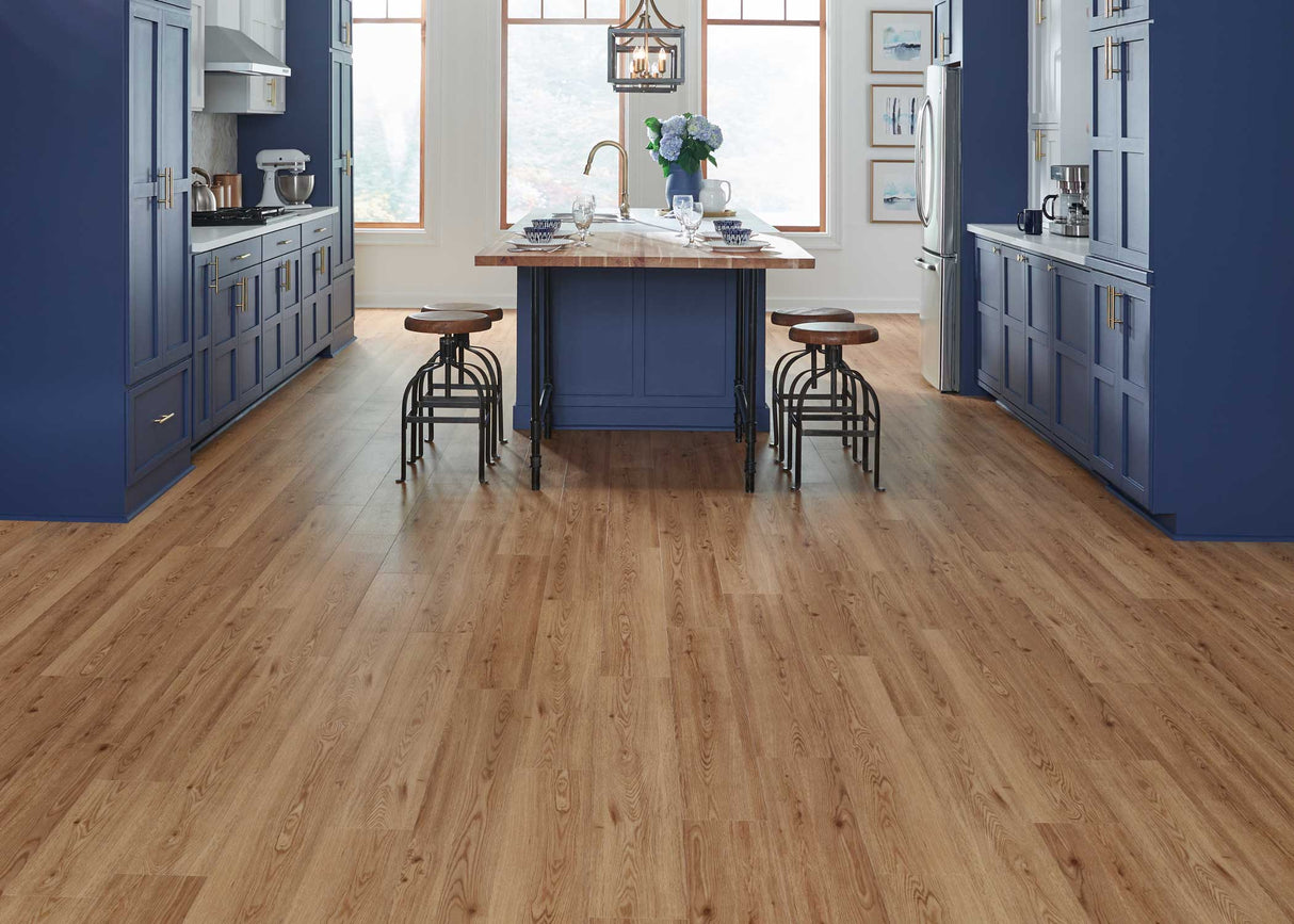 7mm w/pad Honey Mead Oak Waterproof Rigid Vinyl Plank Flooring 7.17 in. Wide x 48.03 in. Long