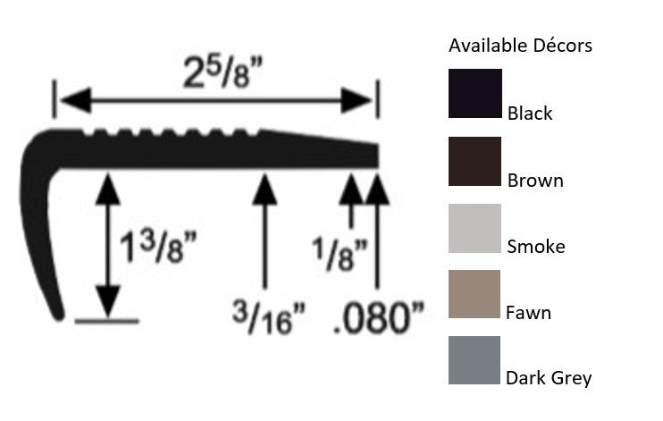 Commercial Rubber #3 Stair Nosing 2-5/8 in. x 9 ft. - Smoke