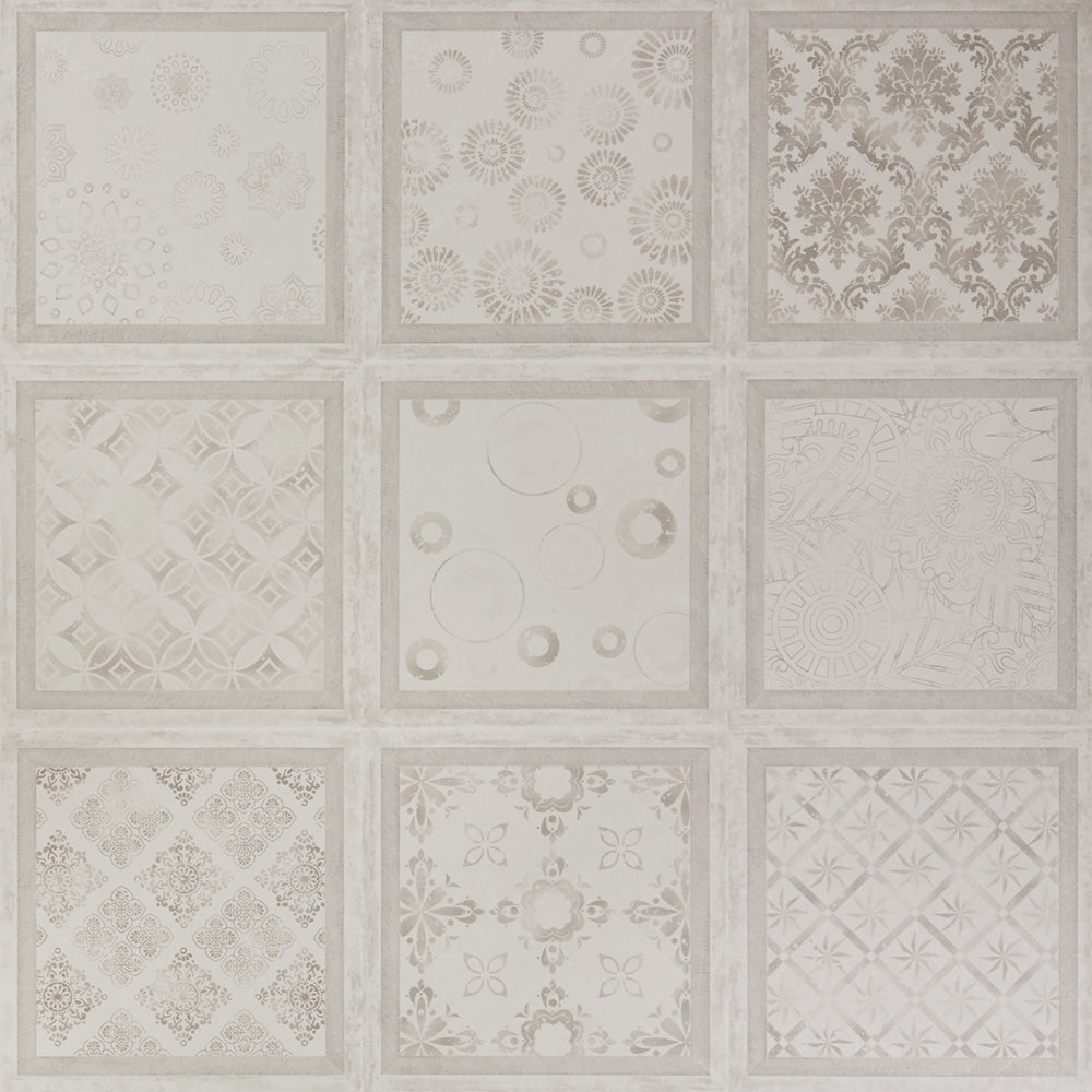 8mm Patchwork Gray Tile Water-Resistant Laminate Flooring