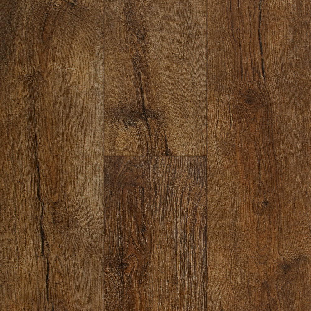 12mm Copper Valley Chestnut w/ pad Water-Resistant Flooring 7.48 in. Wide x 50.6 in. Laminate - Sample