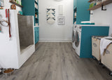 9mm w/pad Silk Spire Oak Water-Resistant Hybrid Resilient Flooring 7.56 in. Wide x 50.63 in. Long