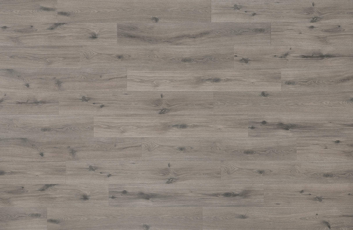 9mm w/pad Silk Spire Oak Water-Resistant Hybrid Resilient Flooring 7.56 in. W x 50.63 in. L - Sample