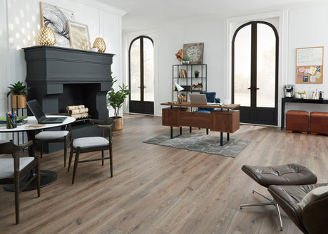 9mm w/pad Sagrada Bridge Oak Water-Resistant Hybrid Resilient Flooring 7.6 in. Wide x 50.63 in. Long