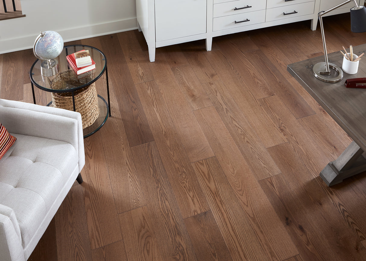 7/16 in. Fontana Red Oak Distressed Prefinished Engineered Hardwood Flooring 7.4 in. Wide