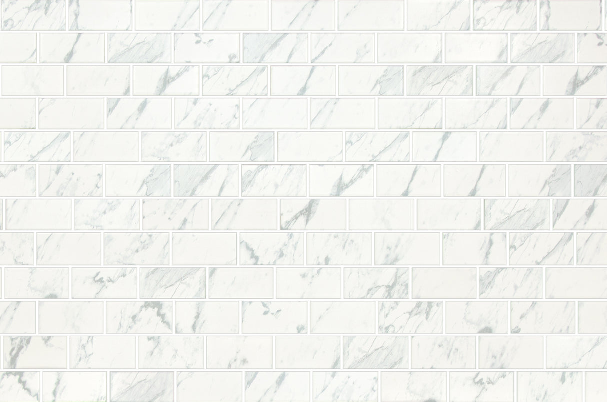 2 in. x 4 in. Carrara Mosaic Porcelain Tile Sheet
