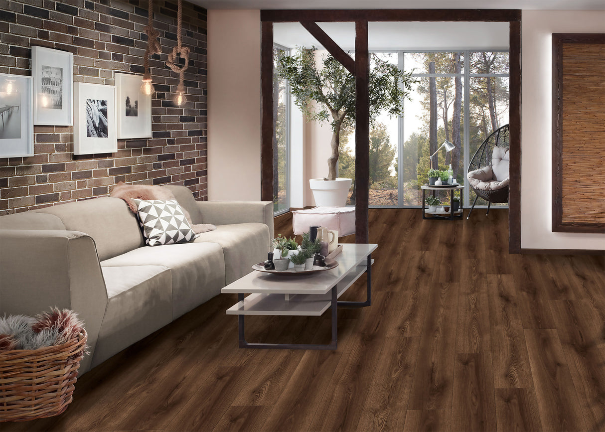 10mm Barnwood Oak w/Pad Water-Resistant Laminate Flooring 8.03 in. Wide x 47.64 in. Long