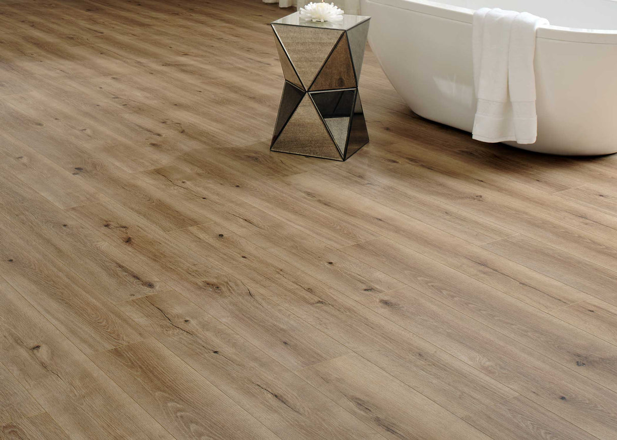 9mm w/pad Lake Worth Oak Water-Resistant Hybrid Resilient Flooring 7.56 in. Wide x 50.63 in. Long