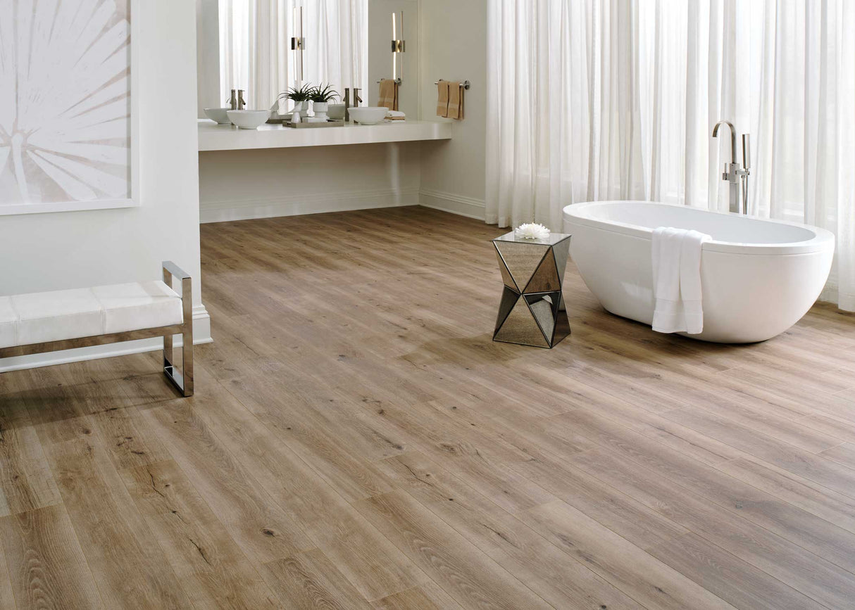 9mm w/pad Lake Worth Oak Water-Resistant Hybrid Resilient Flooring 7.56 in. Wide x 50.63 in. Long
