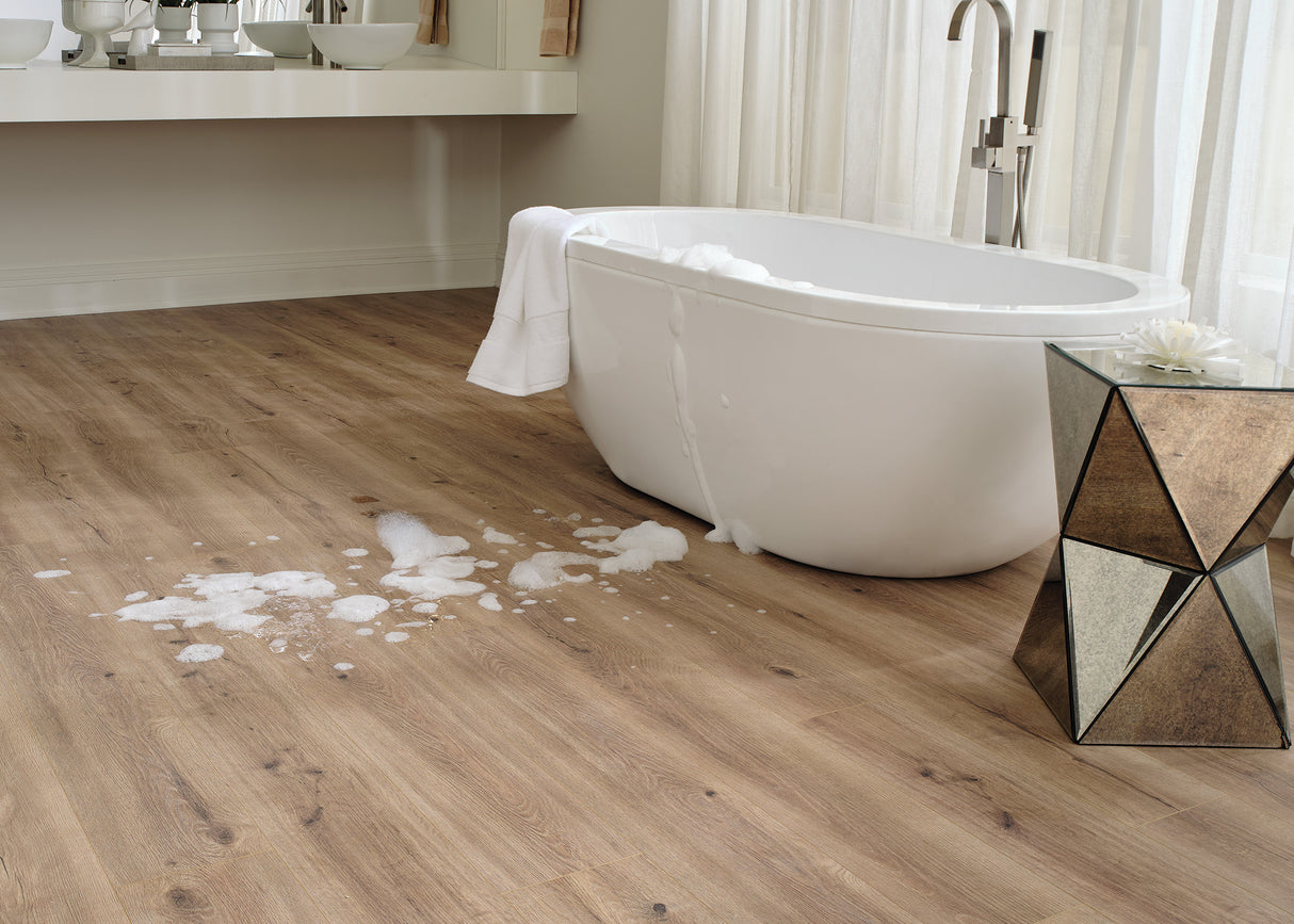 9mm w/pad Lake Worth Oak Water-Resistant Hybrid Resilient Flooring 7.56 in. Wide x 50.63 in. Long