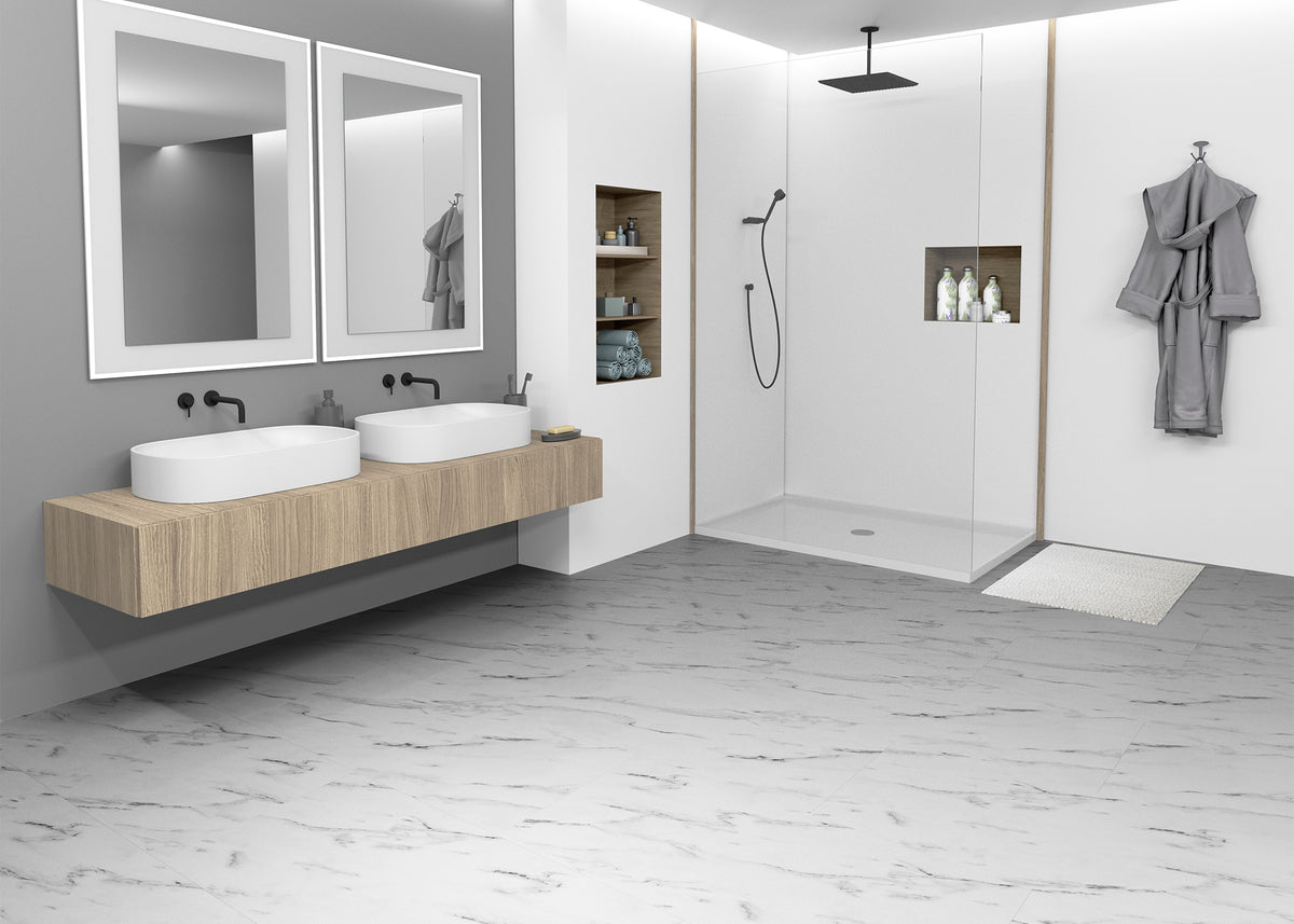 8mm Monument Marble Water-Resistant Laminate Flooring 23.66 in. Wide x 47 in. Long