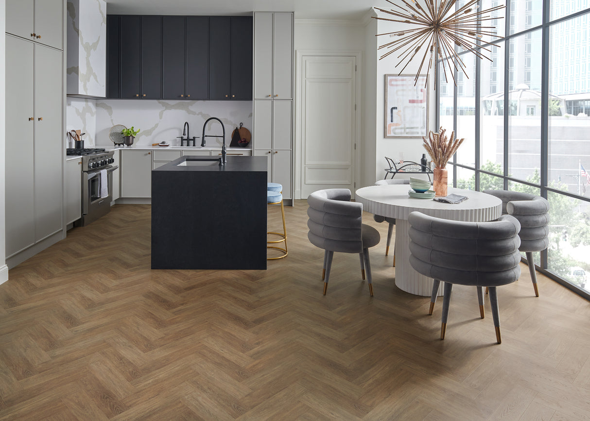 12mm Pasadena Herringbone w/ pad Water Resistant Laminate Flooring 11.56 in. Wide x 46 in. Long
