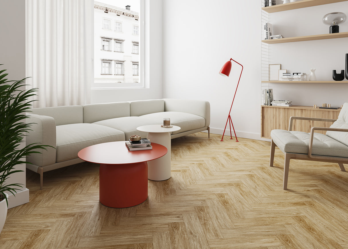 12mm Malibu Herringbone w/ pad Water-Resistant Laminate Flooring 11.56 in. Wide x 46 in. Long