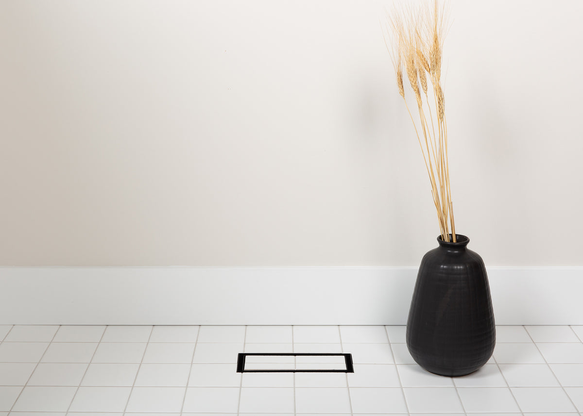 4"x10" Flushmount ABS Resin Matte Black Floor Register