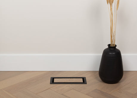 4"x12" Framed ABS Resin Matte Black Floor Register