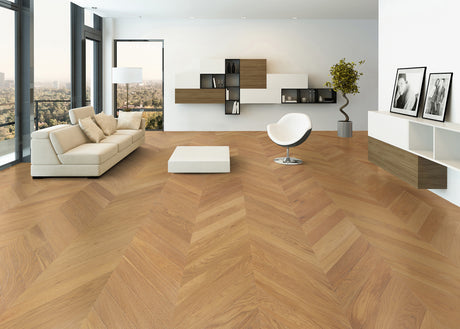 5/8 in. East Village Chevron Distressed Prefinished Engineered Hardwood Flooring 11.4 in. Wide